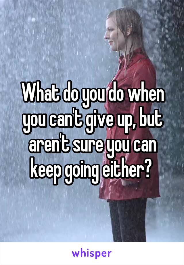 What do you do when you can't give up, but aren't sure you can keep going either? 