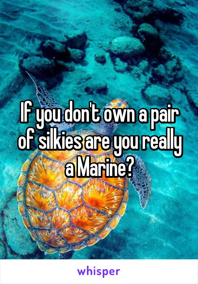 If you don't own a pair of silkies are you really a Marine?