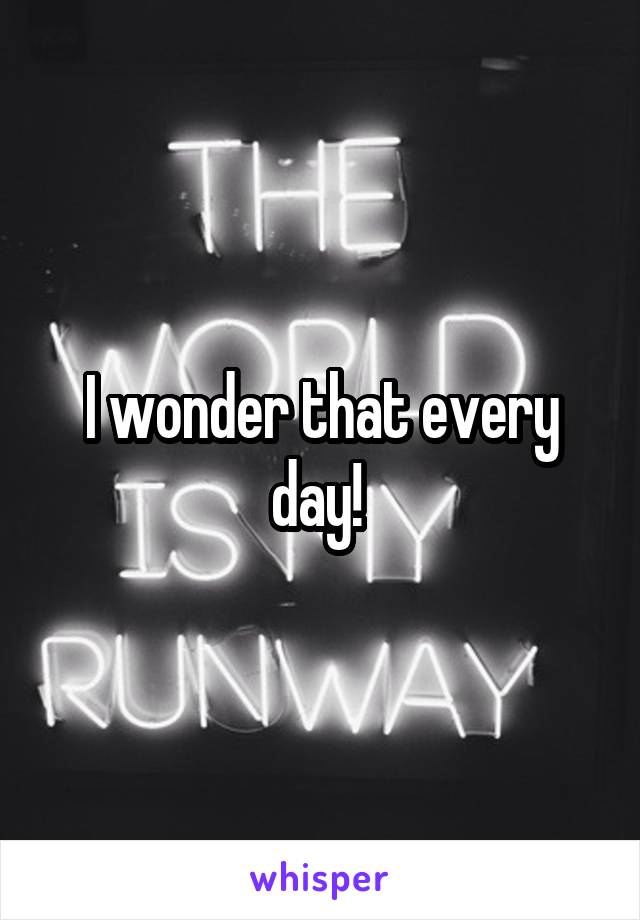 I wonder that every day! 