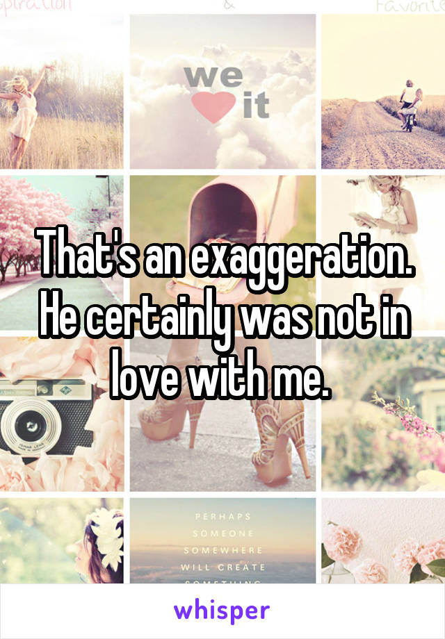 That's an exaggeration. He certainly was not in love with me. 