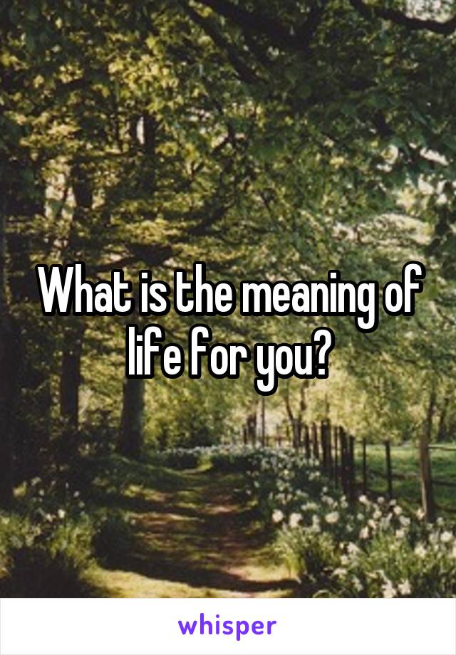What is the meaning of life for you?