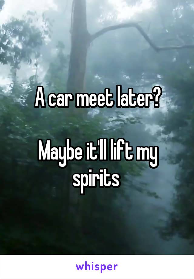 A car meet later?

Maybe it'll lift my spirits 