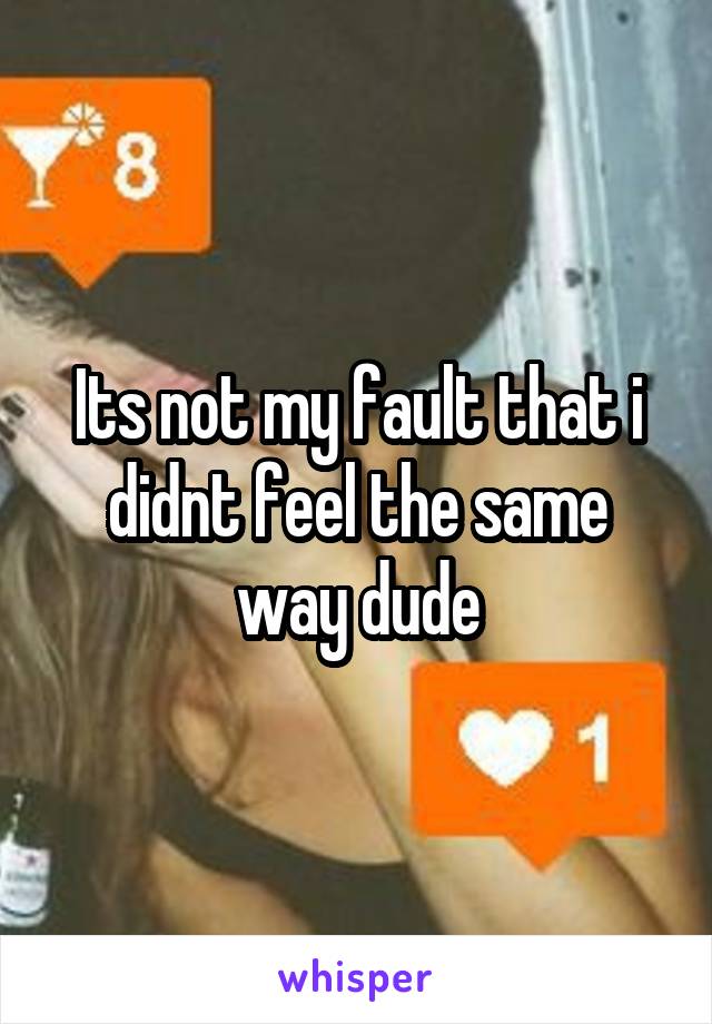 Its not my fault that i didnt feel the same way dude