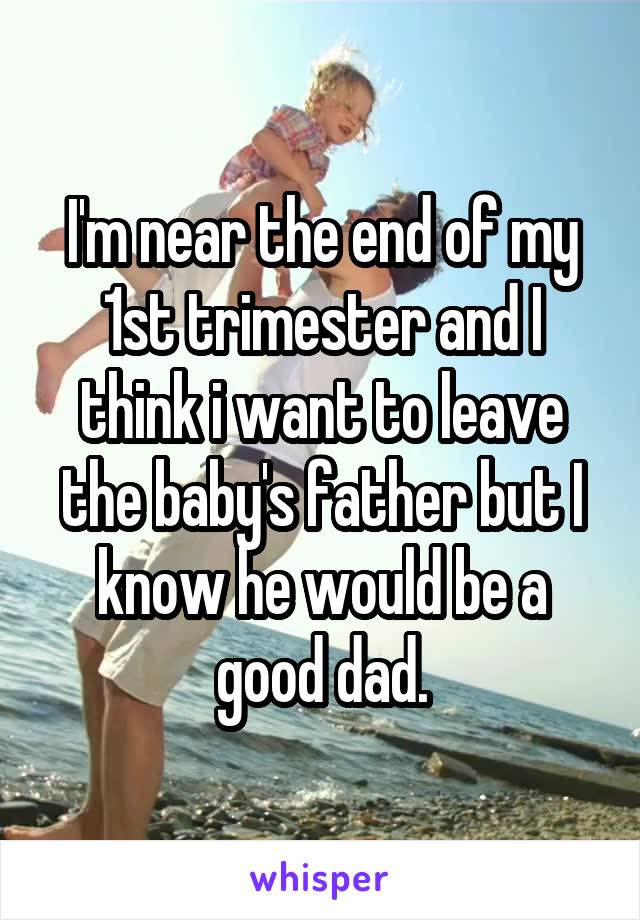 I'm near the end of my 1st trimester and I think i want to leave the baby's father but I know he would be a good dad.