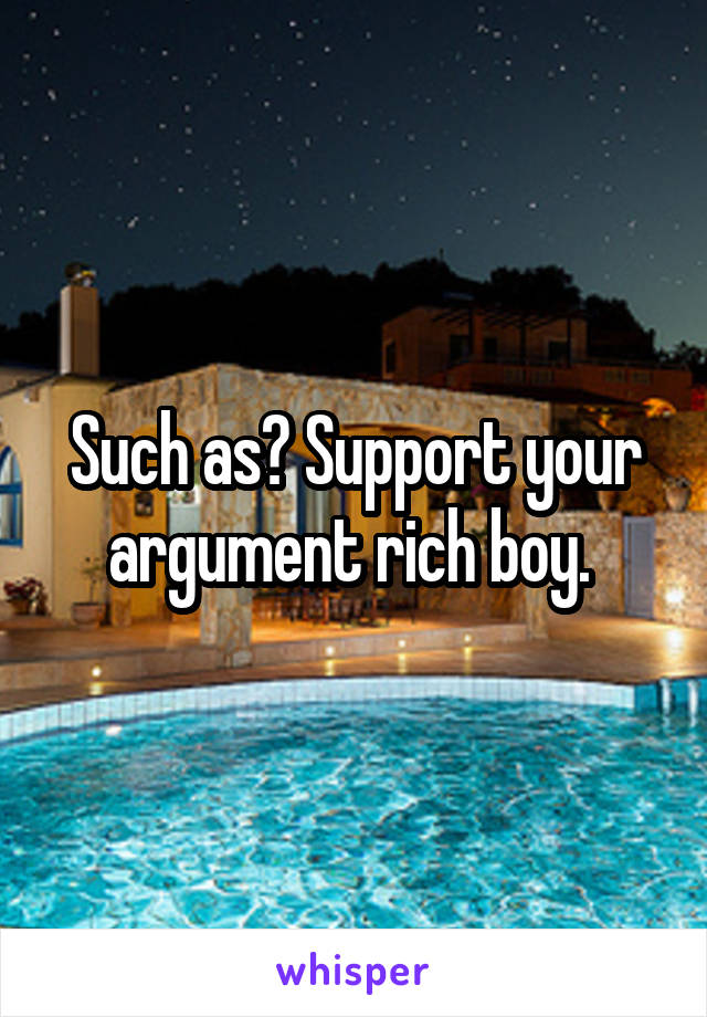 Such as? Support your argument rich boy. 
