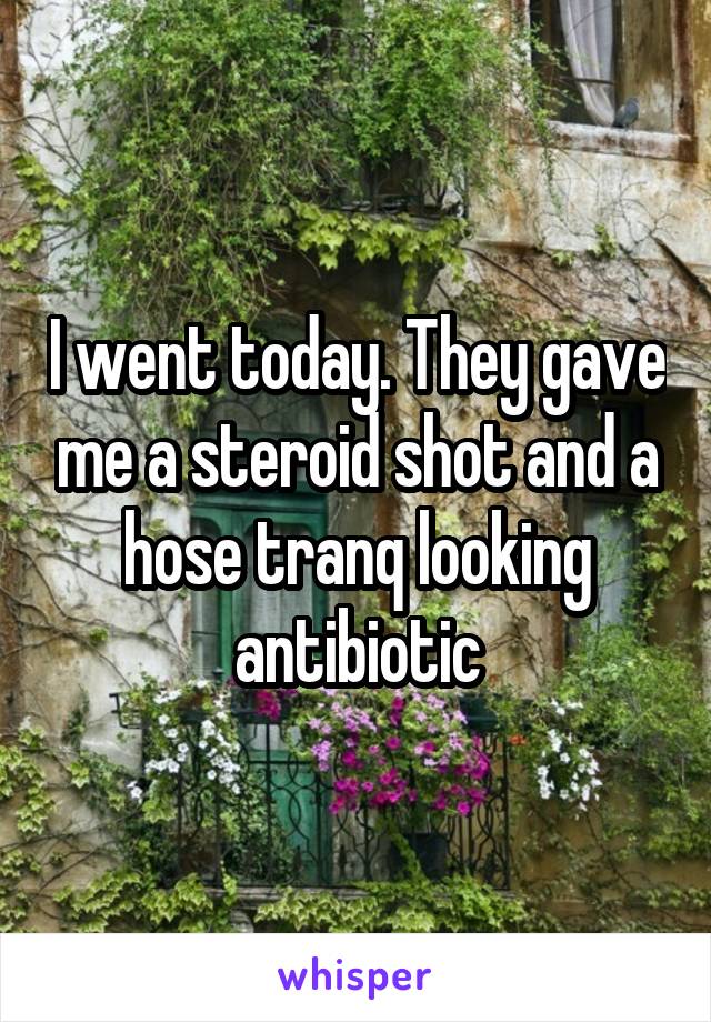 I went today. They gave me a steroid shot and a hose tranq looking antibiotic