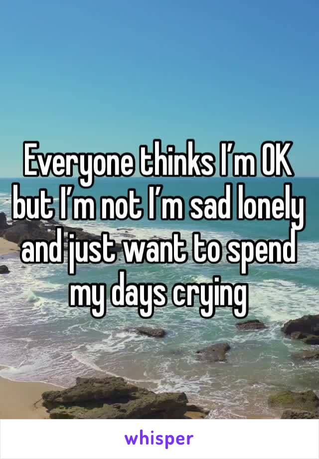 Everyone thinks I’m OK but I’m not I’m sad lonely and just want to spend my days crying