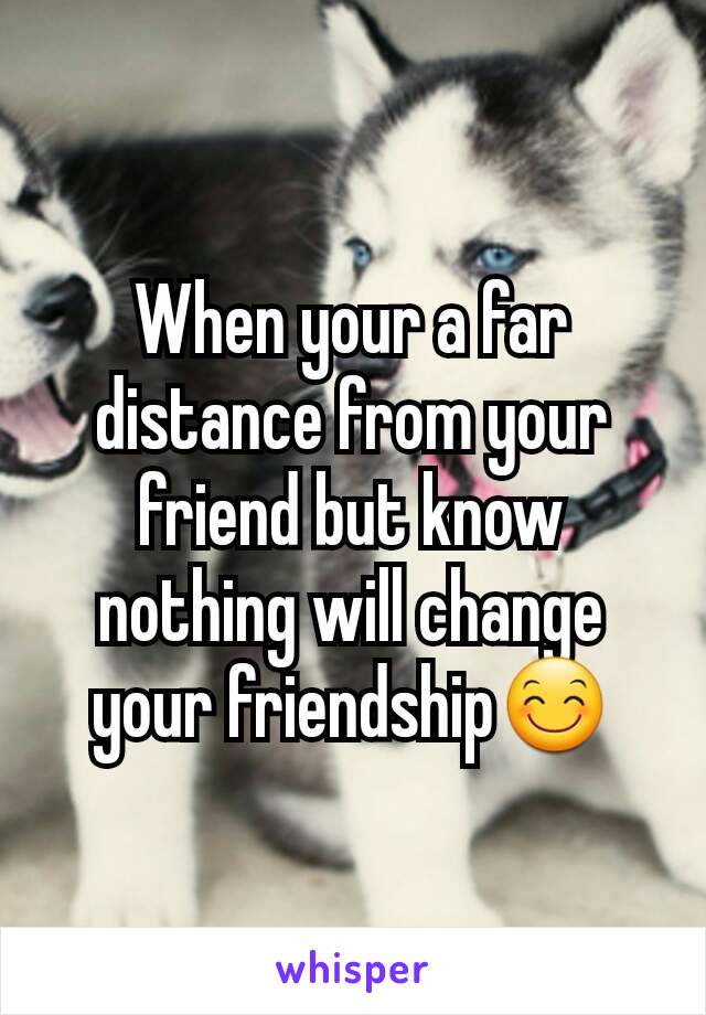 When your a far distance from your friend but know nothing will change your friendship😊