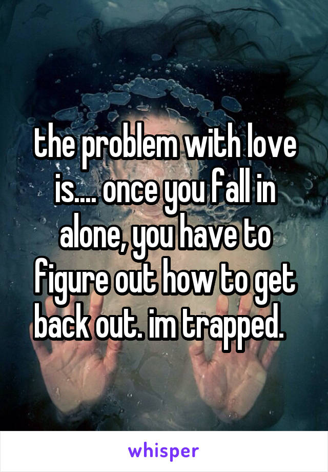 the problem with love is.... once you fall in alone, you have to figure out how to get back out. im trapped.  