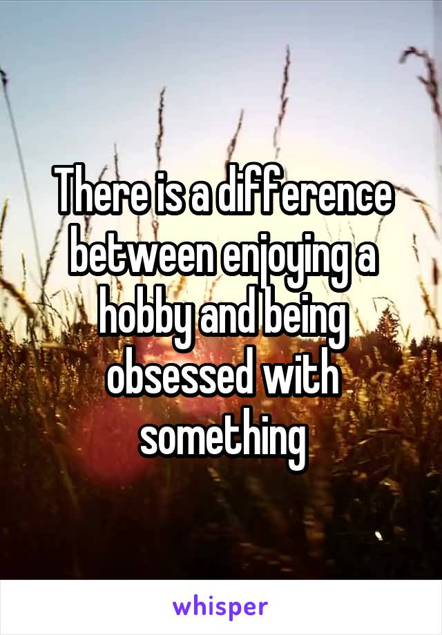 There is a difference between enjoying a hobby and being obsessed with something