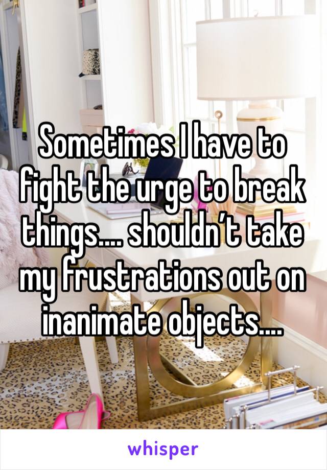 Sometimes I have to fight the urge to break things.... shouldn’t take my frustrations out on inanimate objects....