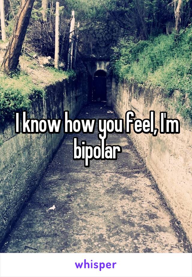 I know how you feel, I'm bipolar