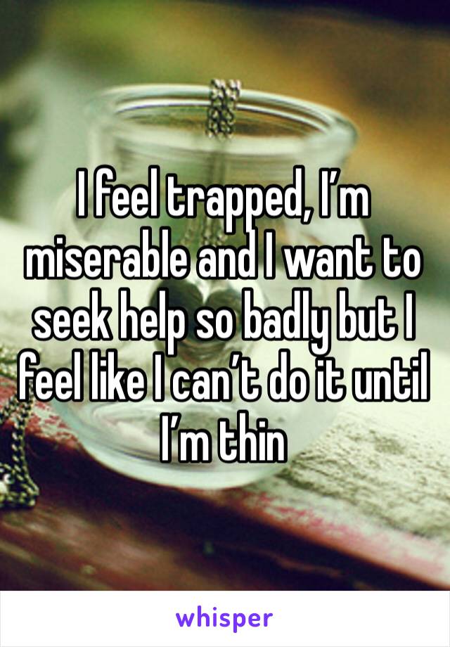 I feel trapped, I’m miserable and I want to seek help so badly but I feel like I can’t do it until I’m thin