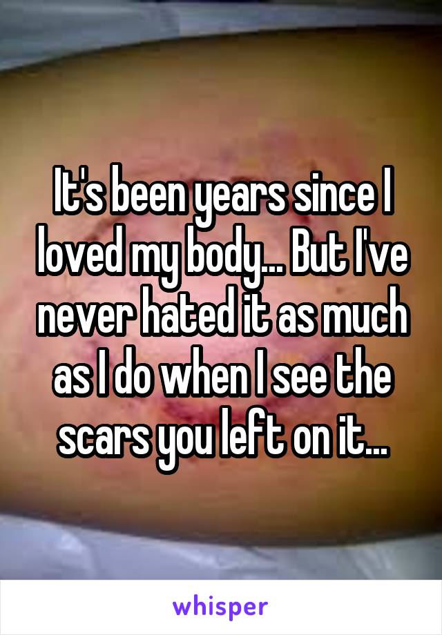 It's been years since I loved my body... But I've never hated it as much as I do when I see the scars you left on it...