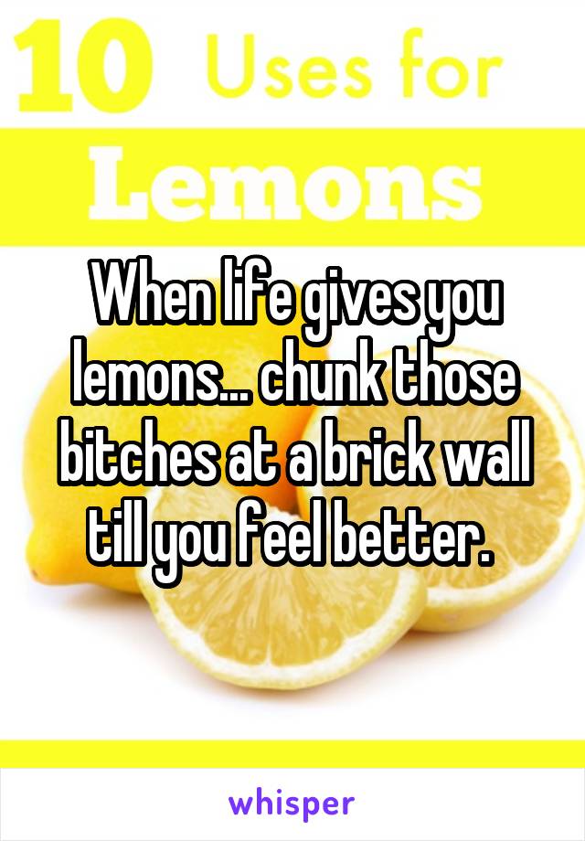 When life gives you lemons... chunk those bitches at a brick wall till you feel better. 