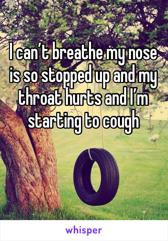 I can’t breathe my nose is so stopped up and my throat hurts and I’m starting to cough 