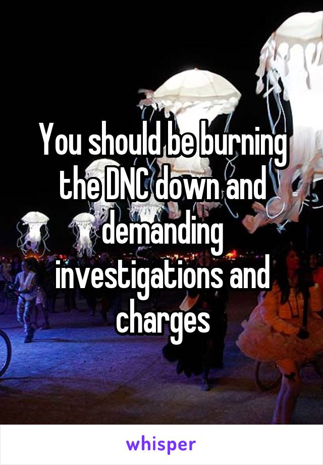 You should be burning the DNC down and demanding investigations and charges