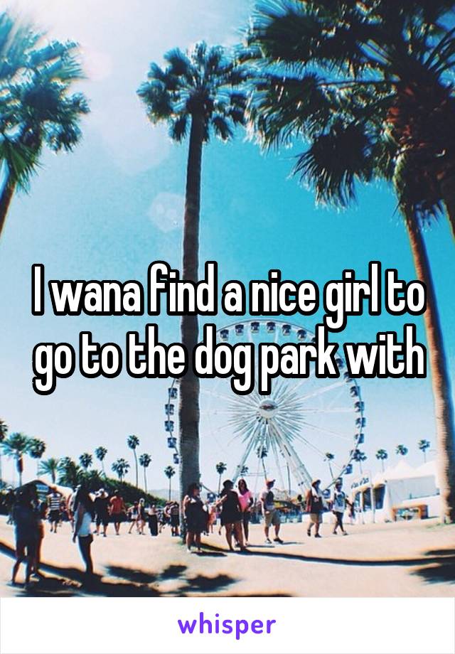 I wana find a nice girl to go to the dog park with