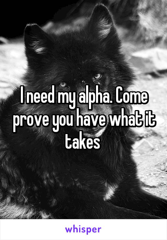 I need my alpha. Come prove you have what it takes 