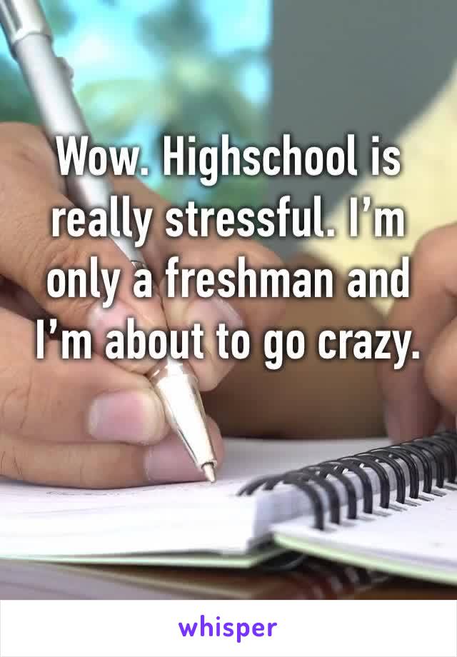 Wow. Highschool is really stressful. I’m only a freshman and I’m about to go crazy. 