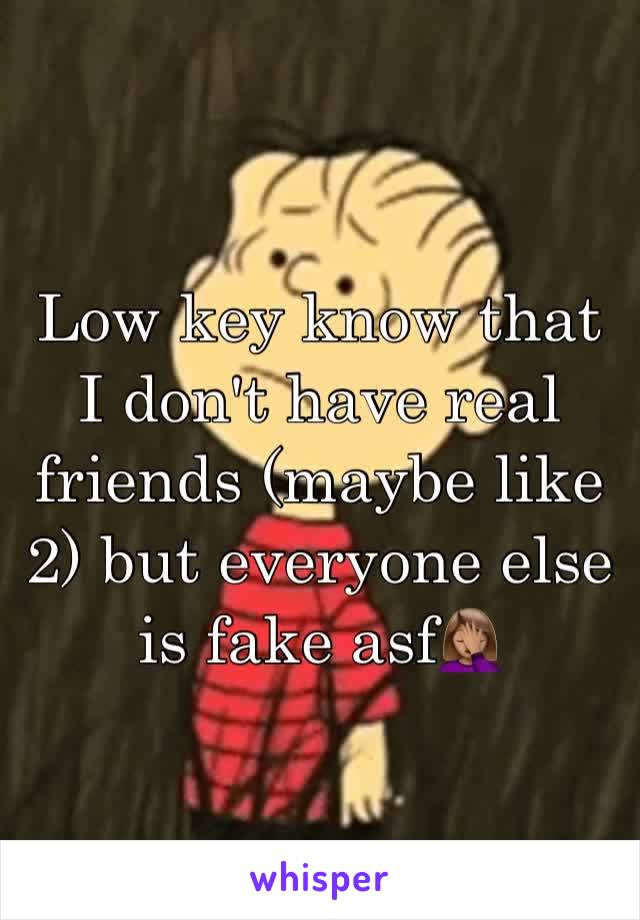 Low key know that I don't have real friends (maybe like 2) but everyone else is fake asf🤦🏽‍♀️
