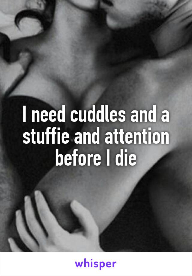 I need cuddles and a stuffie and attention before I die