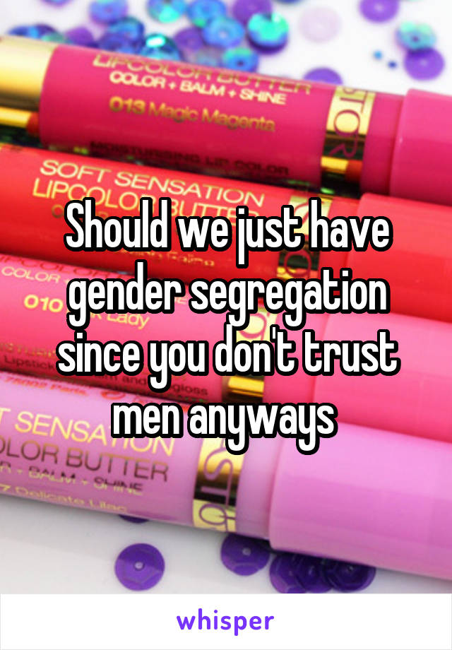 Should we just have gender segregation since you don't trust men anyways 