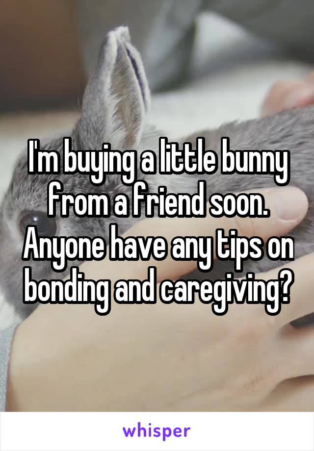 I'm buying a little bunny from a friend soon. Anyone have any tips on bonding and caregiving?