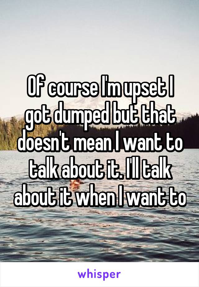 Of course I'm upset I got dumped but that doesn't mean I want to talk about it. I'll talk about it when I want to