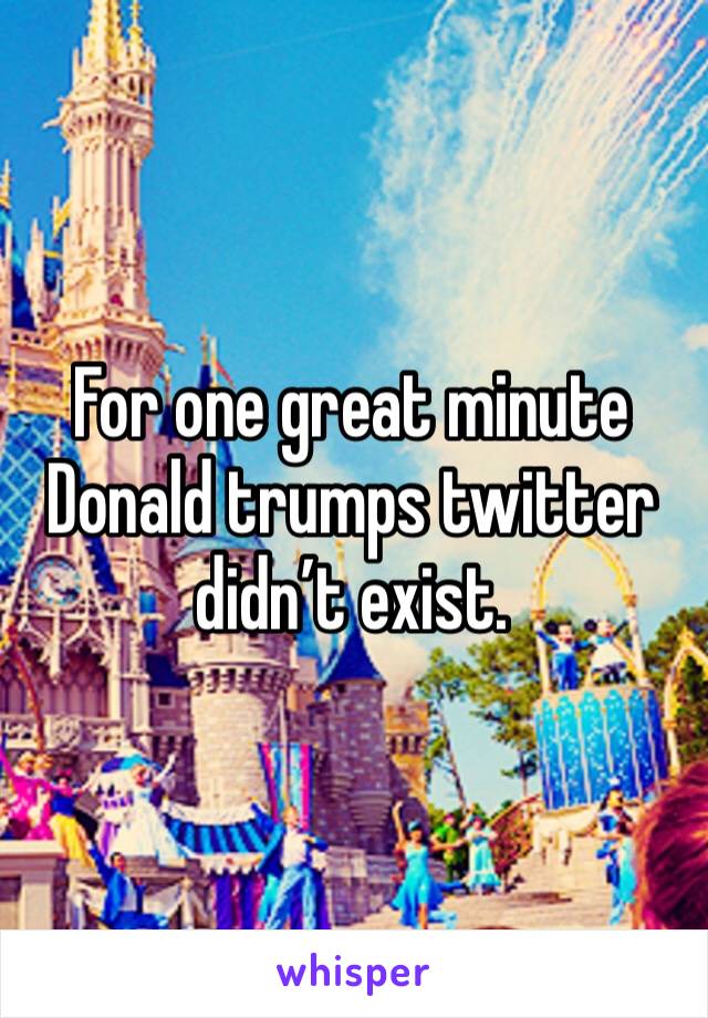 For one great minute Donald trumps twitter didn’t exist. 