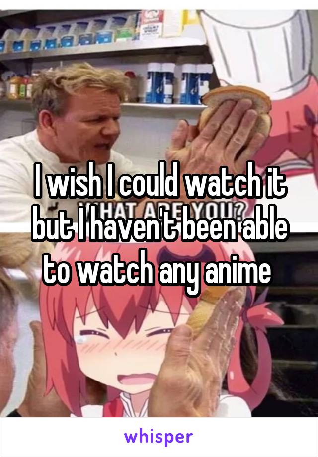 I wish I could watch it but I haven't been able to watch any anime 