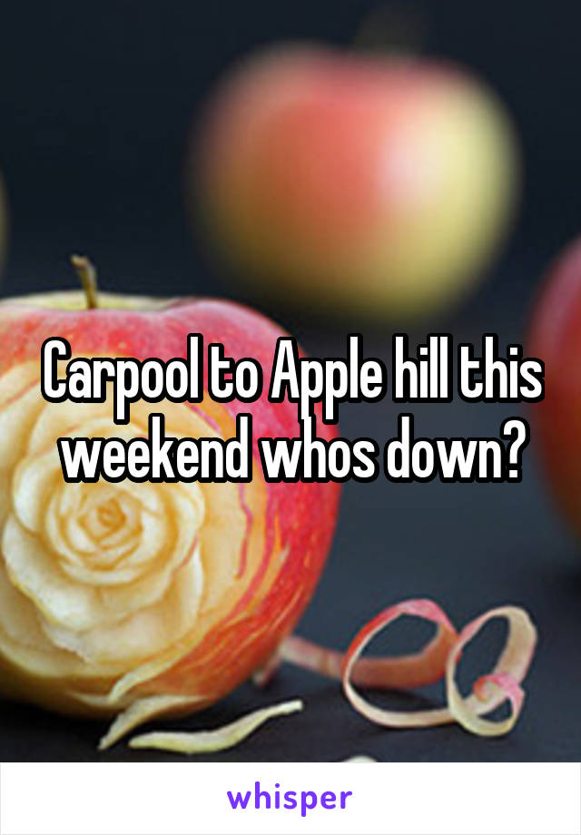 Carpool to Apple hill this weekend whos down?