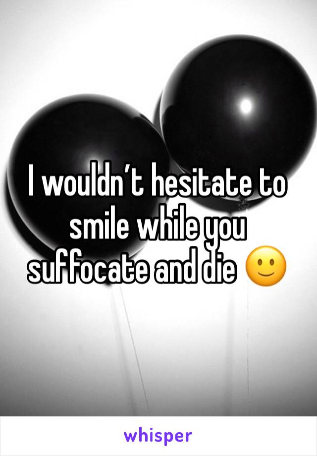 I wouldn’t hesitate to smile while you suffocate and die 🙂