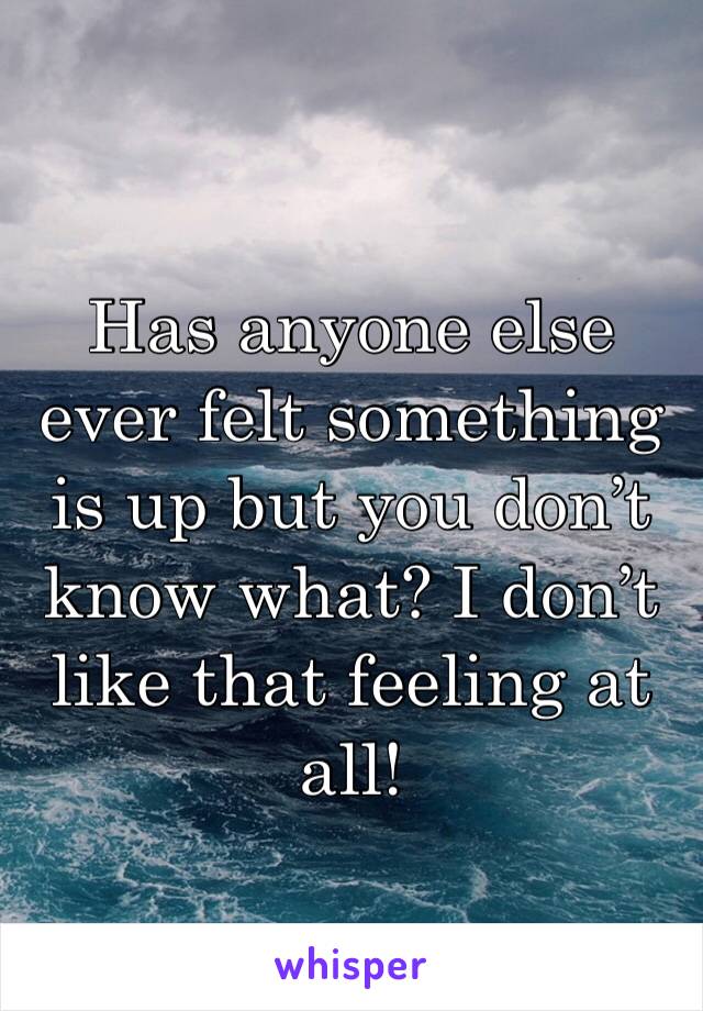 Has anyone else ever felt something is up but you don’t know what? I don’t like that feeling at all!