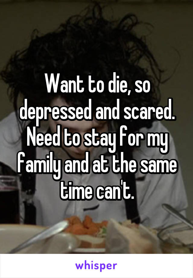 Want to die, so depressed and scared. Need to stay for my family and at the same time can't.