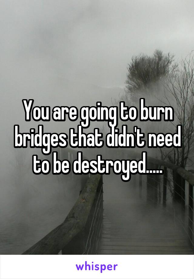 You are going to burn bridges that didn't need to be destroyed.....