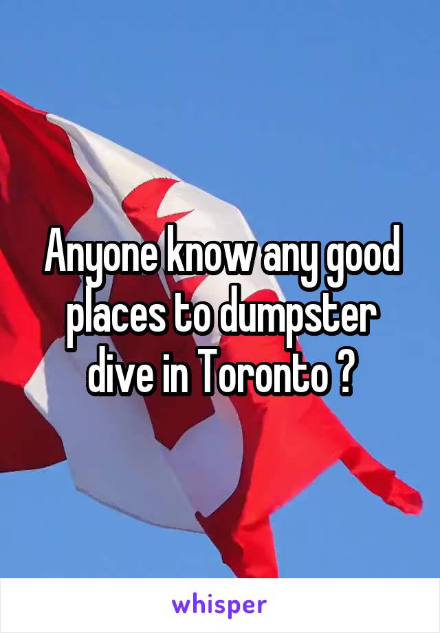 Anyone know any good places to dumpster dive in Toronto ?