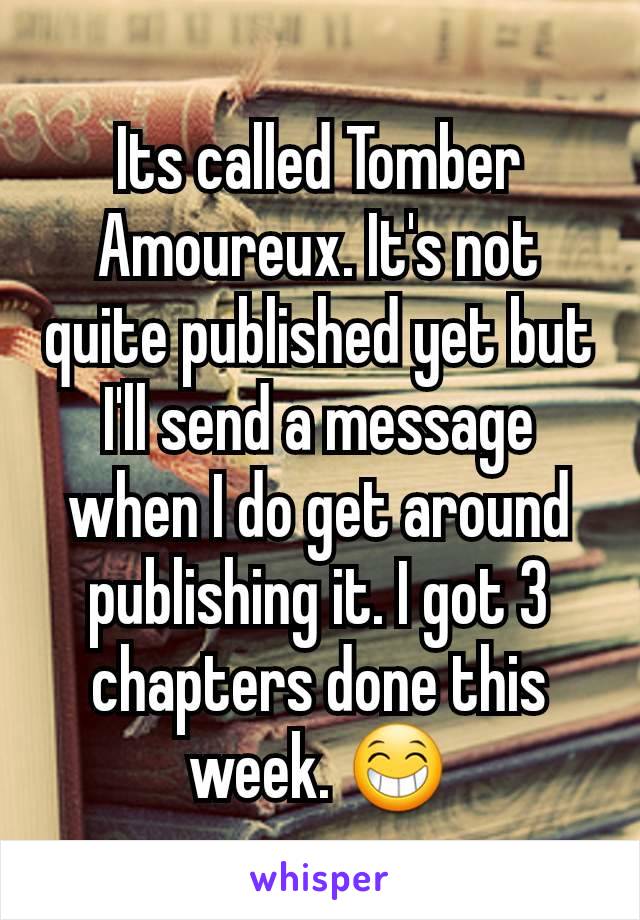 Its called Tomber Amoureux. It's not quite published yet but I'll send a message when I do get around publishing it. I got 3 chapters done this week. 😁