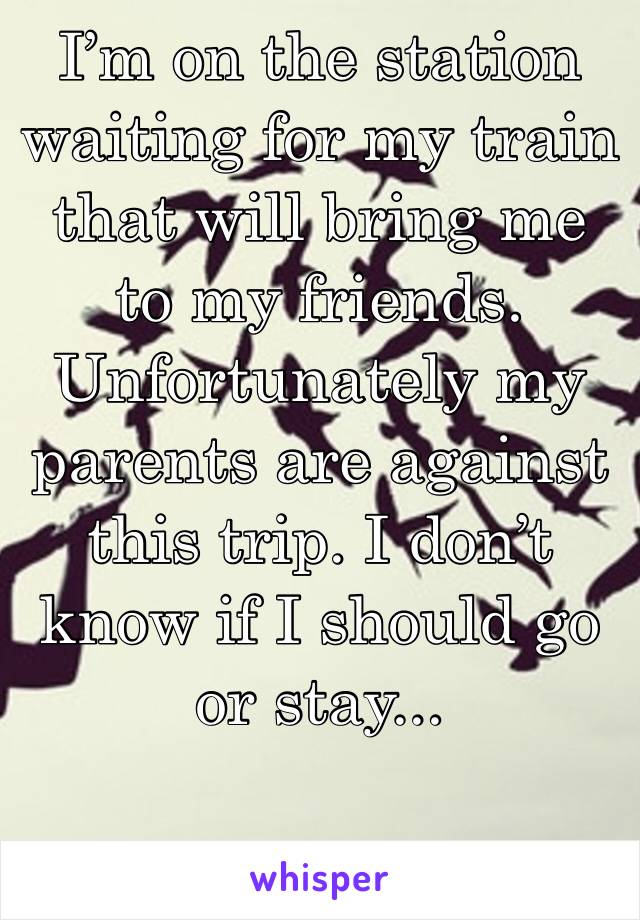 I’m on the station waiting for my train that will bring me to my friends. Unfortunately my parents are against this trip. I don’t know if I should go or stay...