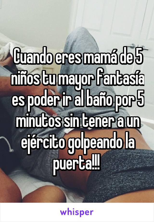 Cuando eres mamá de 5 niños tu mayor fantasía es poder ir al baño por 5 minutos sin tener a un ejército golpeando la puerta!!! 