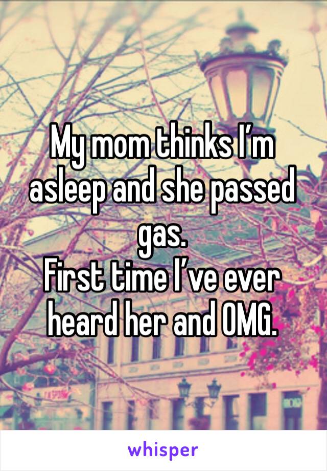 My mom thinks I’m asleep and she passed gas.
First time I’ve ever heard her and OMG.