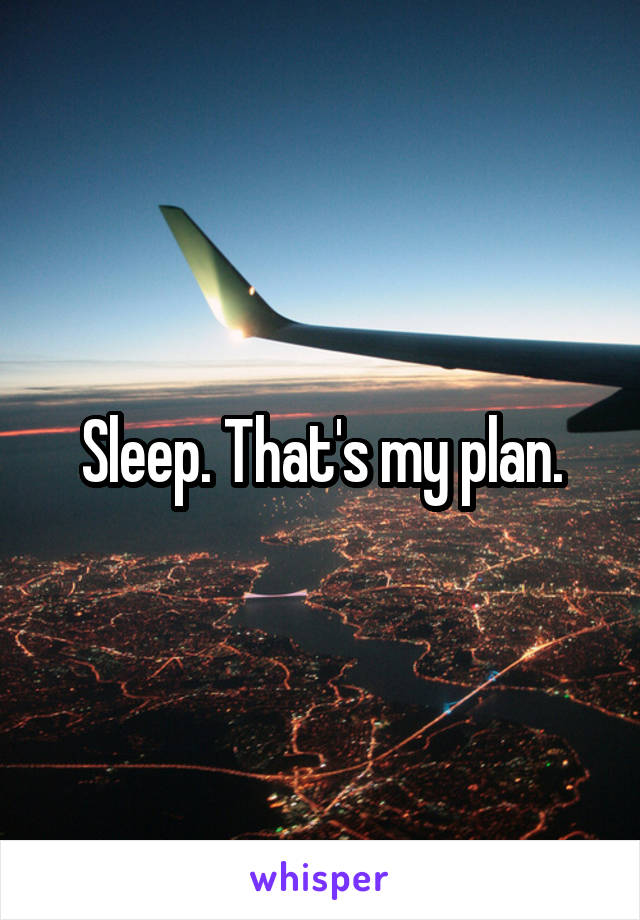 Sleep. That's my plan.