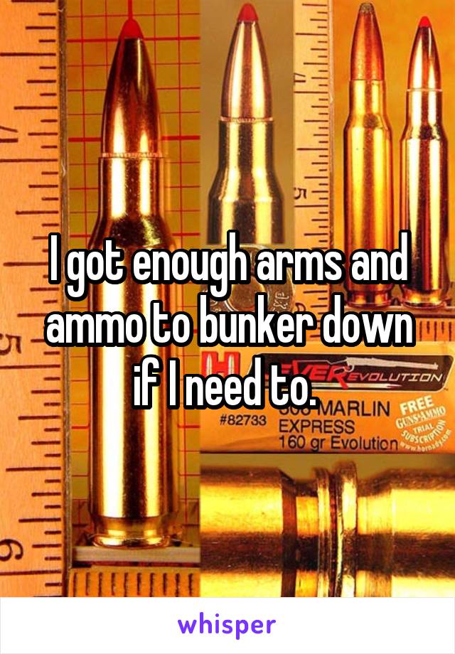 I got enough arms and ammo to bunker down if I need to. 