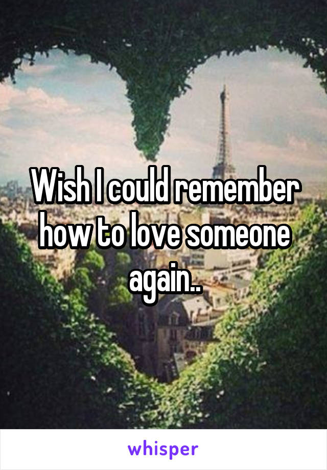 Wish I could remember how to love someone again..