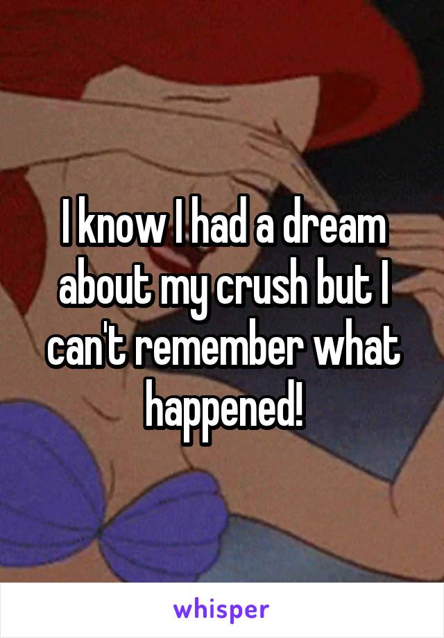 I know I had a dream about my crush but I can't remember what happened!