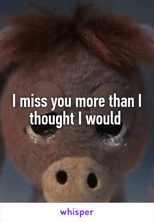 I miss you more than I thought I would 