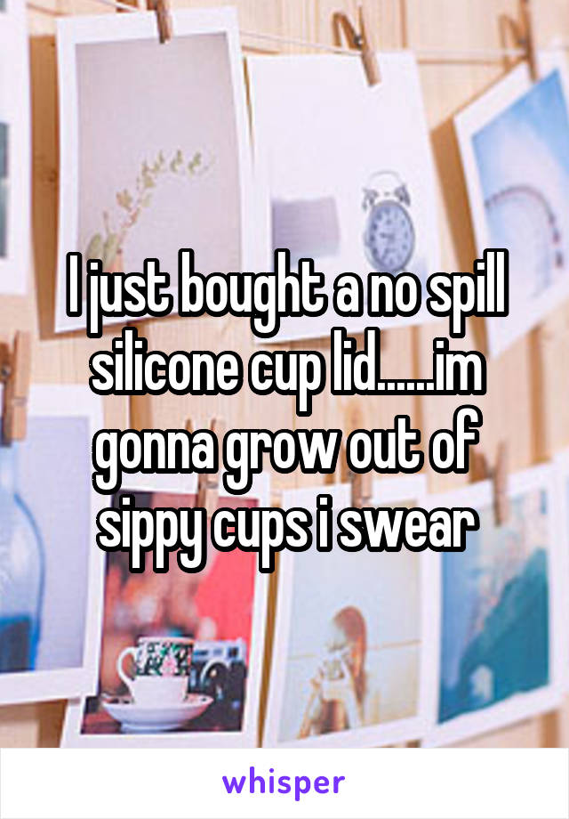 I just bought a no spill silicone cup lid......im gonna grow out of sippy cups i swear