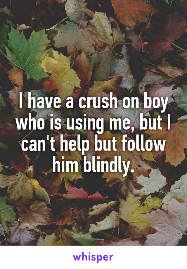 I have a crush on boy who is using me, but I can't help but follow him blindly.