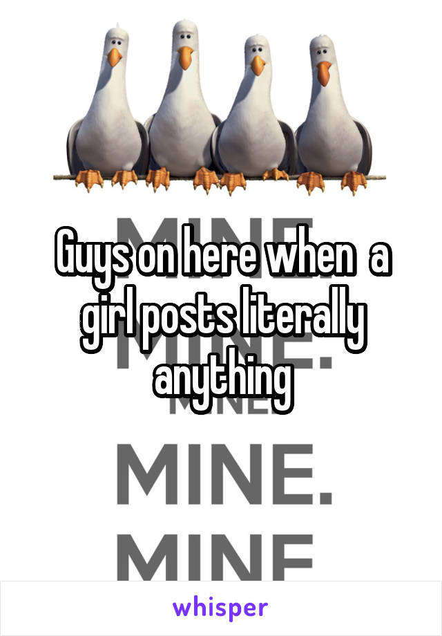 Guys on here when  a girl posts literally anything