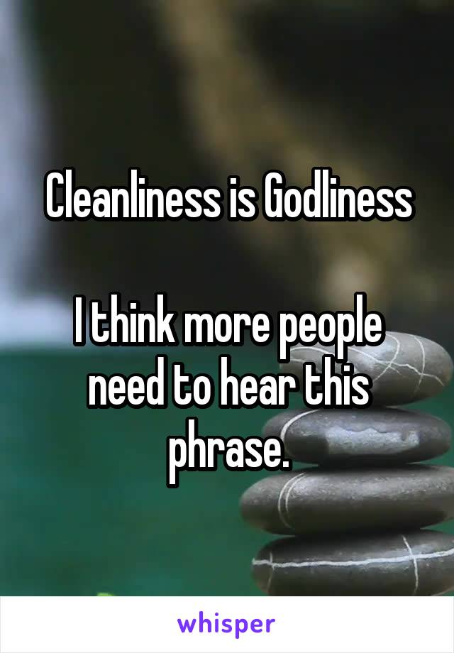 Cleanliness is Godliness

I think more people need to hear this phrase.